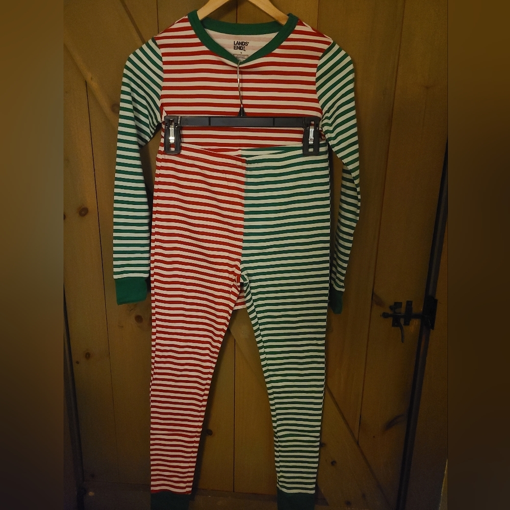 Lands' End Boys size 16 Snug Fit Stripe Pajama Set